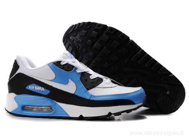 Femmes Air Max 90 Noir Blanc Et Bleu